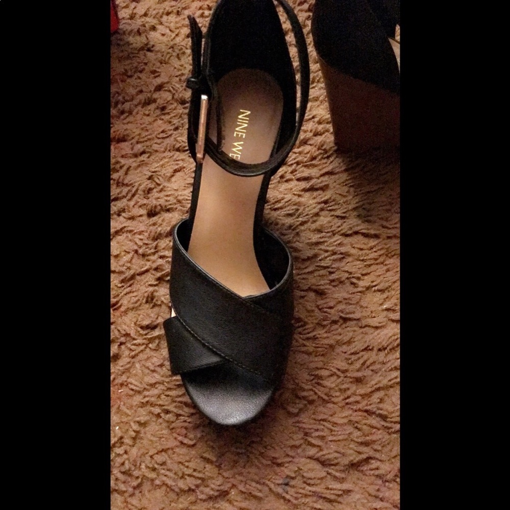 Black nine west wedges